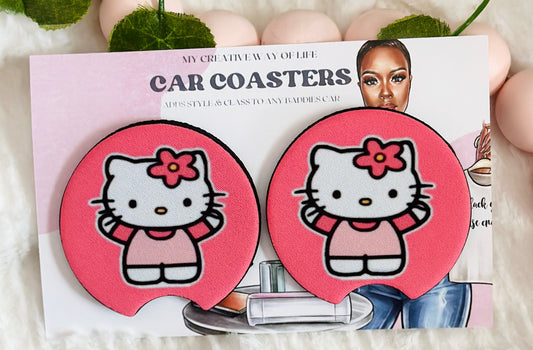 Pink Bow Car Coasters